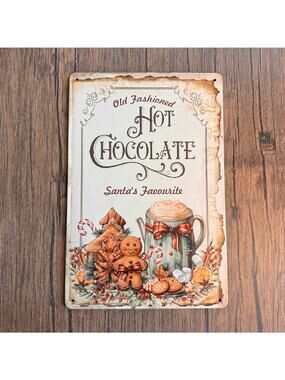 Christmas Holiday Sign Metal Sign Kitchen Home Decor Gift Idea Hot Cocoa NEW!